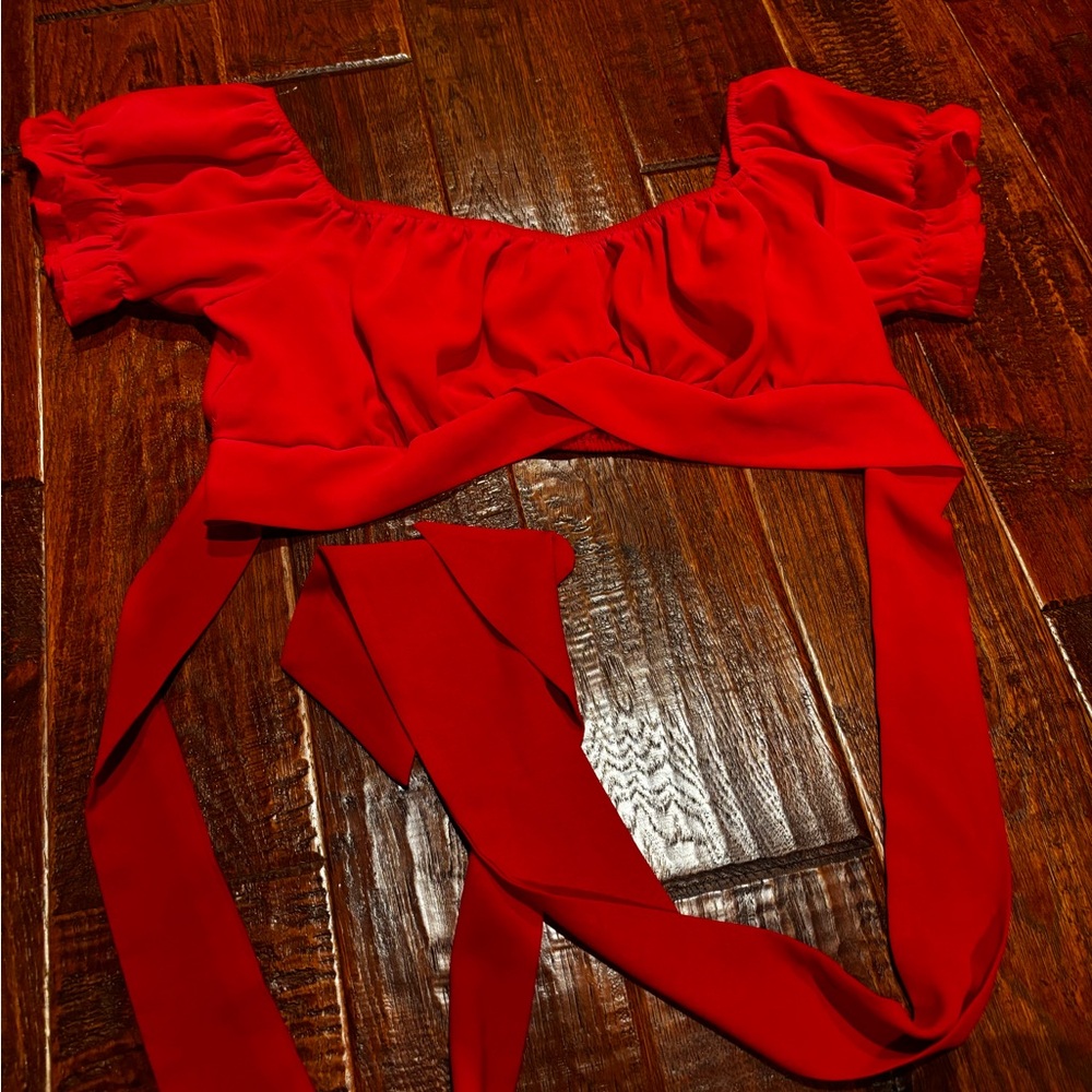 SHEIN Vibrant Red Gathered Top